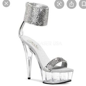 Pleaser Platform Heels Silver